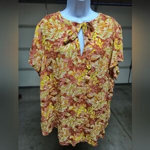 Torrid Multicolor Floral Tie-Front Blouse